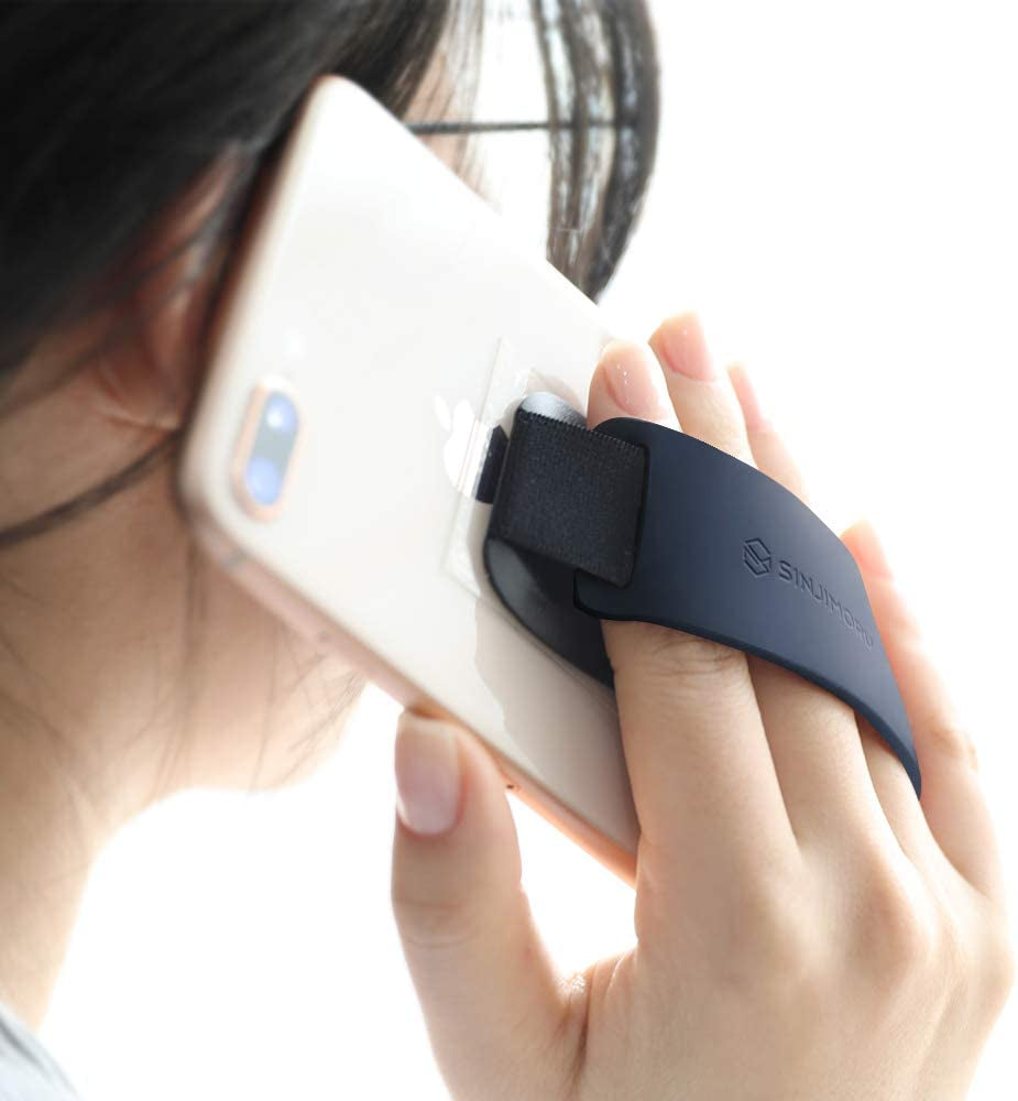 Sinjimoru Silicone Mobile Phone Grip with Stand, Cell Phone Stand for Desk & Secure Iphone Holder Strap for All Smartphone. Sinji Grip Silicone Black  Sinjimoru Co., Ltd   