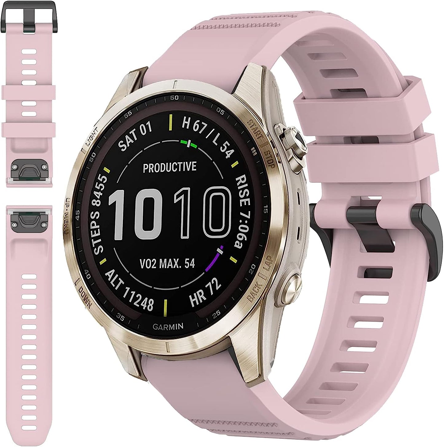 Miimall Compatible for Garmin Fenix 7S 20Mm Watch Band, Soft Silicone Strap Flexible Sport Women Man Easy-Fit Waterproof Replacement Band for Garmin Fenix 7S/7S Solar/7S Sapphire Solar/6S/5S(Cream)  Miimall Rose Pink  