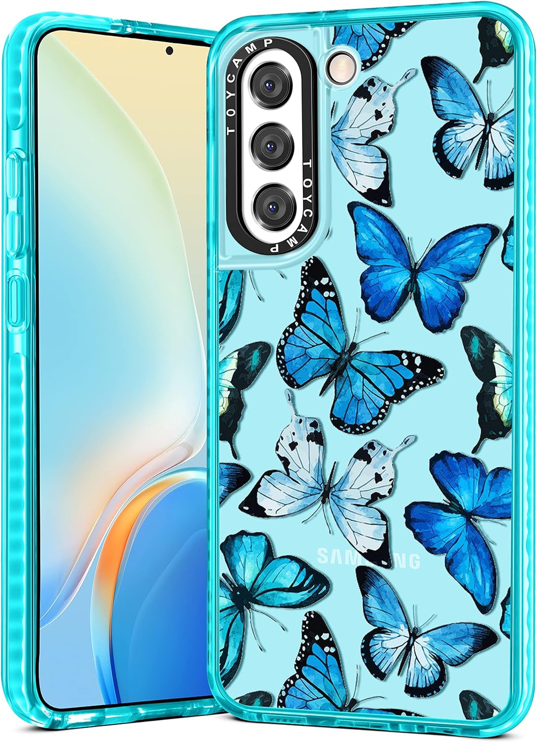 Toycamp for Samsung Galaxy S21 plus Case, Cute Funny Sun Moon Star Design for Women Girls Boys Teens for Galaxy S21 plus Cases, Cute Cartoon Sun Moon Star Print Cover for S21 plus Case 5G, 6.7''  Toycamp Blue Butterflies  