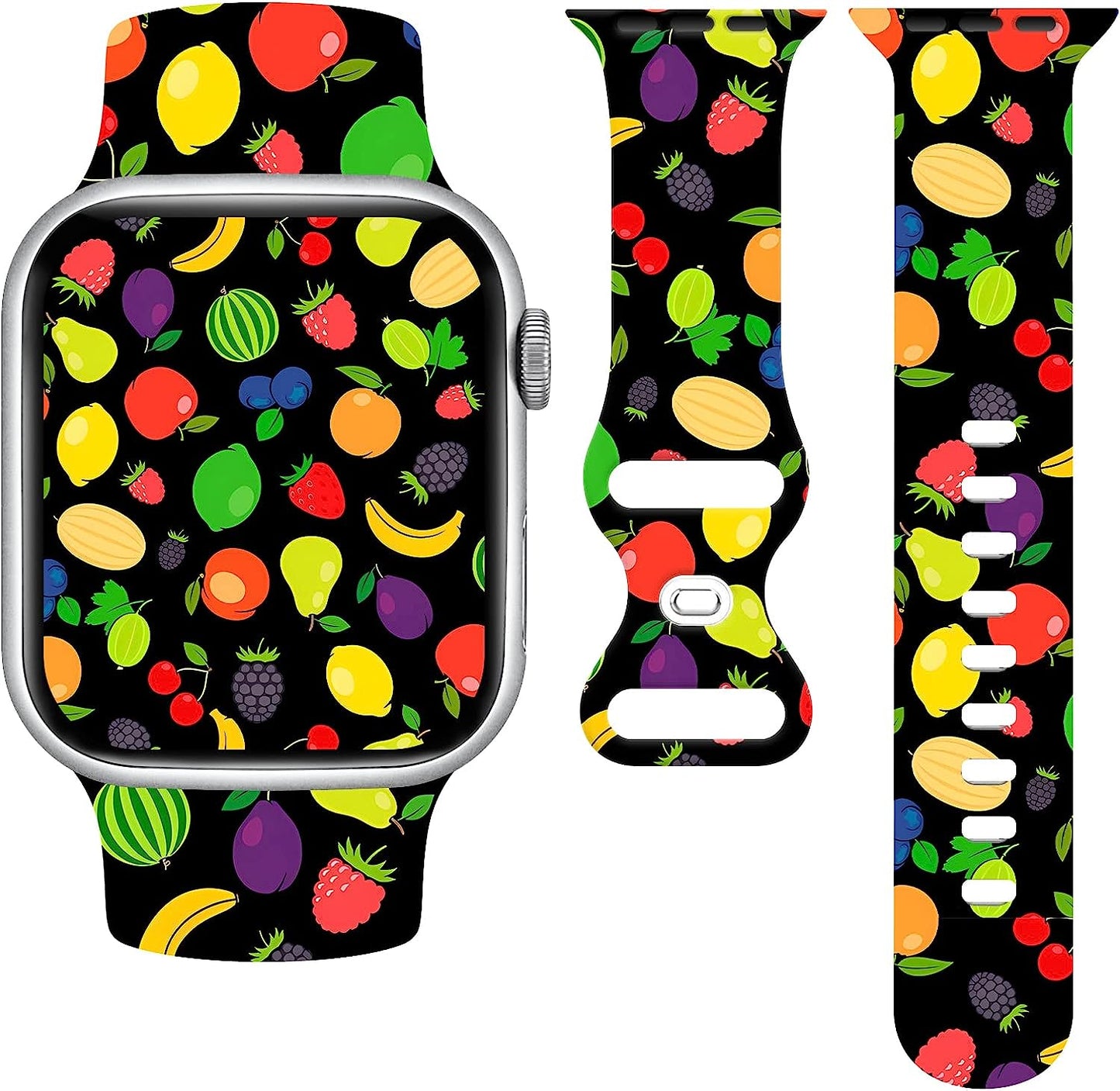 Butterfly Wristband Straps Watch Band Compatible with Apple Watch 38Mm 40Mm 41Mm, Cute Butterfly Silicone Fadeless Pattern Printed Replacement Wrist Compatible with All Iwatch Series  WANSENCE Pineapple-2 38mm/40mm/41mm 