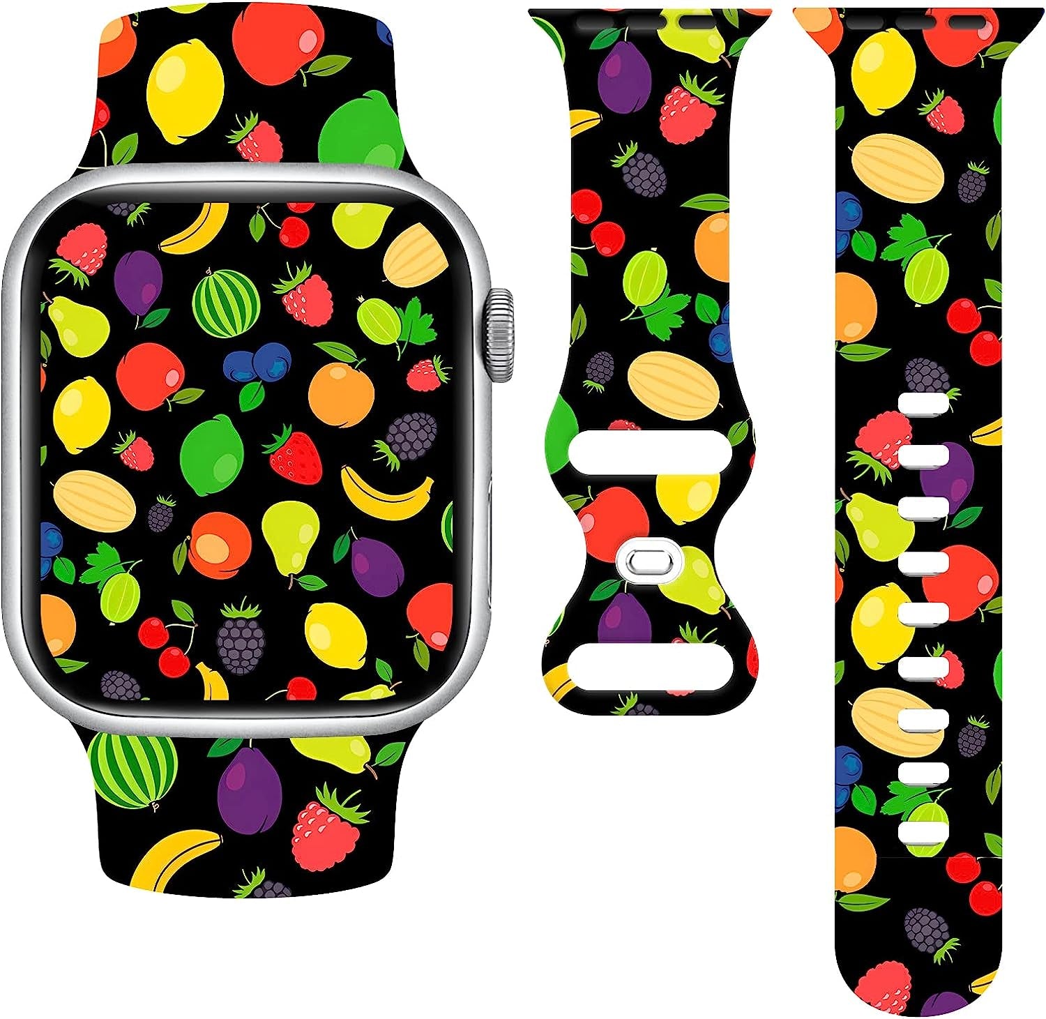 Butterfly Wristband Straps Watch Band Compatible with Apple Watch 38Mm 40Mm 41Mm, Cute Butterfly Silicone Fadeless Pattern Printed Replacement Wrist Compatible with All Iwatch Series  WANSENCE Pineapple-2 38mm/40mm/41mm 