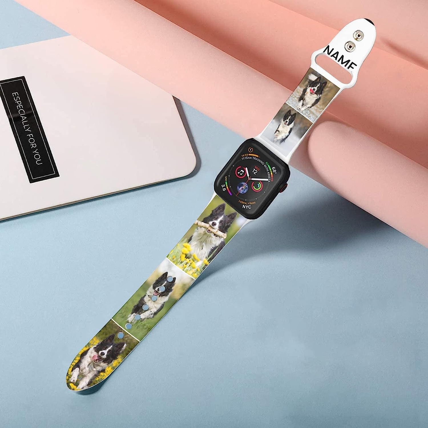 Customized Band with Photo Text Compatible with Apple Watch 38Mm 40Mm 41Mm 42Mm 44Mm 45Mm 49Mm Personalized Silicone Band Custom Sport Strap for Apple Watch Band Series SE 8 7 6 5 4 3 2 1  COOPASIA   
