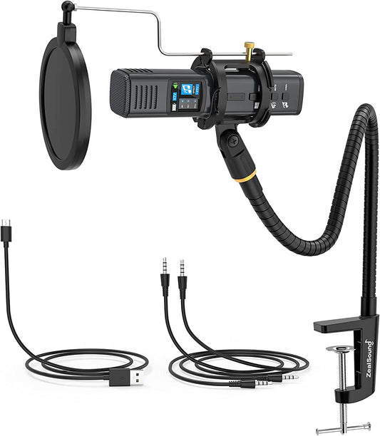 Zealsound Studio Microphone, Condenser Recording Microphone for Phone & Computer Mac Tablet, Metal DJ Mixer Mic with Gooseneck Arm Clamp Mount for Singing Podcasting Streaming Youtube Tiktok Videos  ZealSound   
