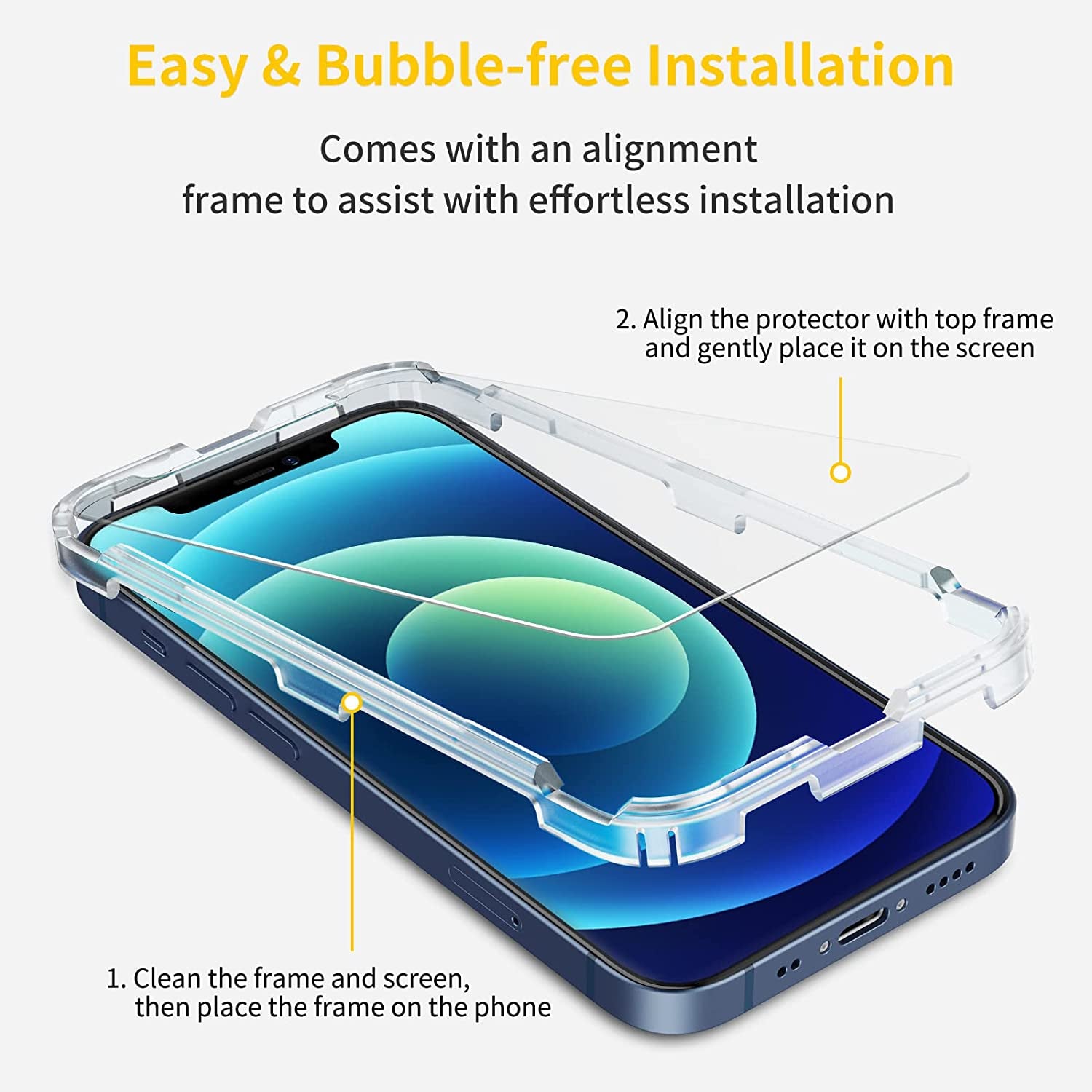 Unbreakcable 3-Pack Screen Protector for Iphone 12 / Iphone 12 Pro, Double Shatterproof Tempered Glass [Easy Installation] [9H Hardness] [99.99% HD Clear] [Case Friendly] for Iphone 6.1 Inch  UNBREAKcable   