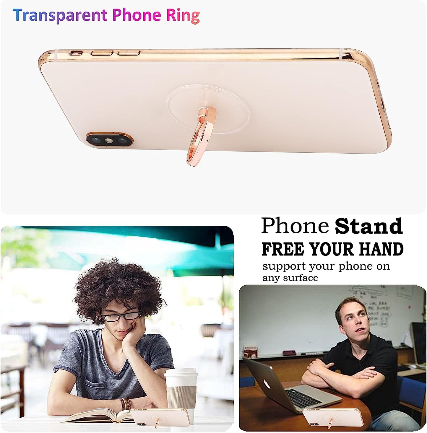 Transparent Circular Cell Phone Ring Holder Kickstand,Clear Phone Finger Ring Grip Stand for Phones,Pad  lenoup   