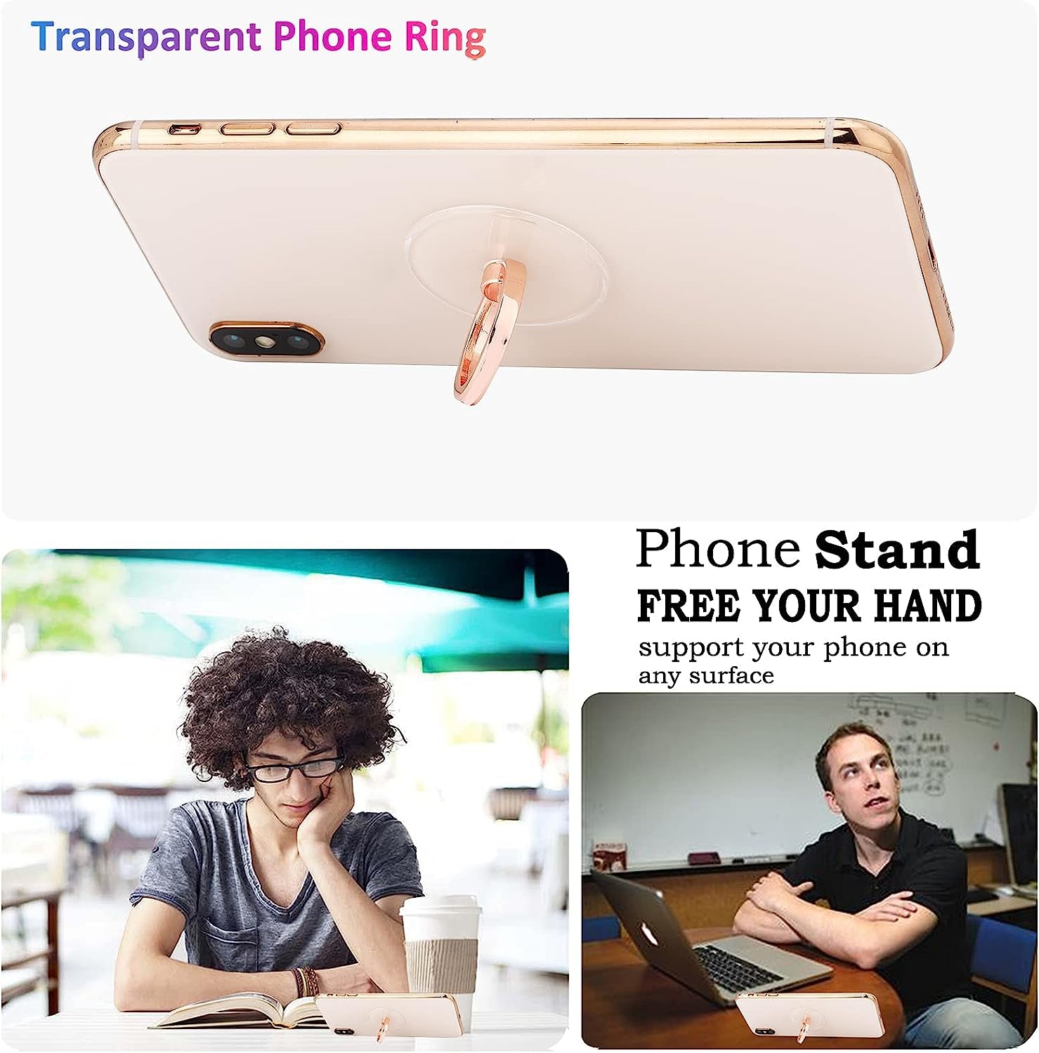 Transparent Circular Cell Phone Ring Holder Kickstand,Clear Phone Finger Ring Grip Stand for Phones,Pad  lenoup   