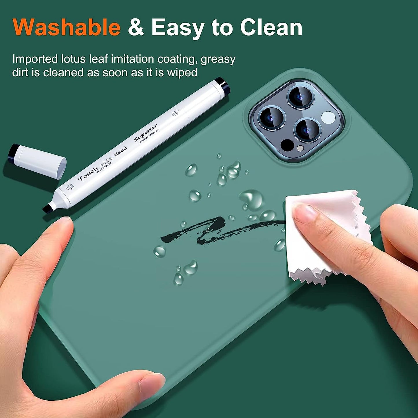 Uyiton [5 In1] Liquid Silicone Iphone 12 PRO Max Case, [Drop Protection] [Full Covered] Shockproof Slim Thin Cover with Microfiber Lining, with 2Xscreen Protector +2Xcamera Lens Protector-Green  Uyiton   