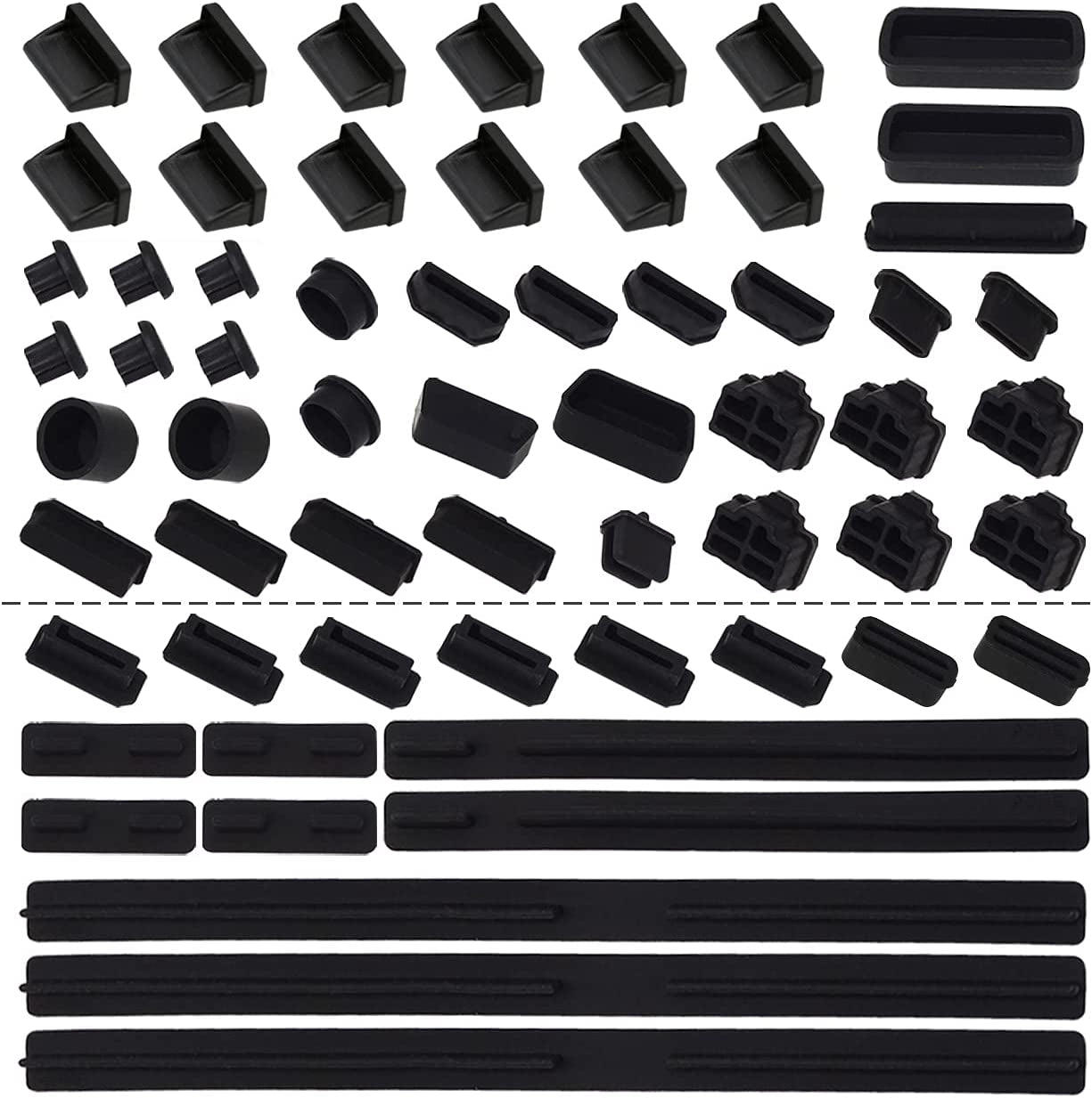 Anti Dust Plug,Hfeix Silicone Cap Computer Port Cover PC Interface Stopper Socket Protecor Kit Black (Black 44)  HFEIX black 61  