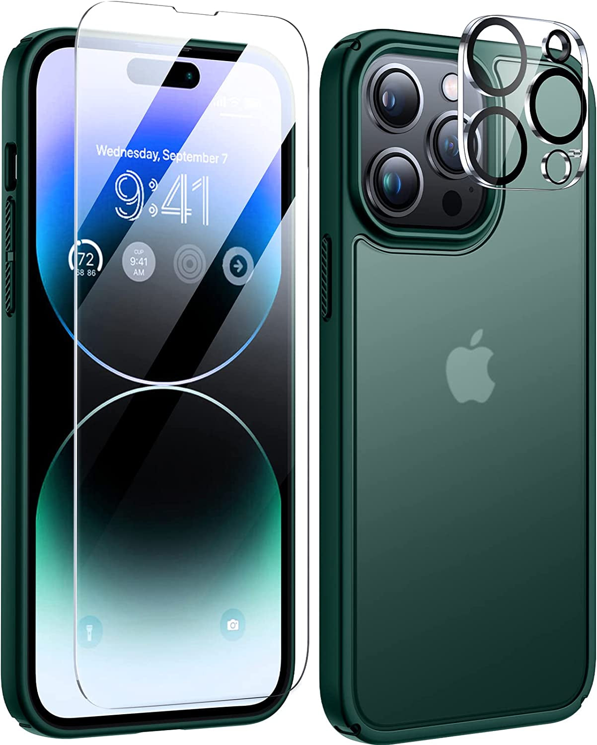 Humixx [5 in 1 Shockproof for Iphone 14 Pro Max Case, [2X Screen Protector + 2X Lens Protector] [Military Drop Protection] Silicon Slim Thin Translucent Matte Iphone 14 Pro Max Phone Case 6.7'' Black  Humixx   