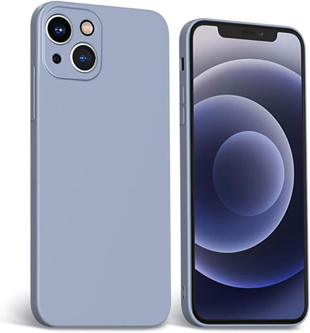 ZEZHOU Iphone 13 Mini Clear Case with Camera Lens Protector, Non Yellow Square Electroplated Edge, Upgraded Shockproof Inner Silicone Bumper Shell, Slim Thin Phone Case for Iphone 13 Mini 6.1", Black  ZEZHOU Soft Silicone Case, Lavender Gray Design For Iphone 13 Case, 6.1" 