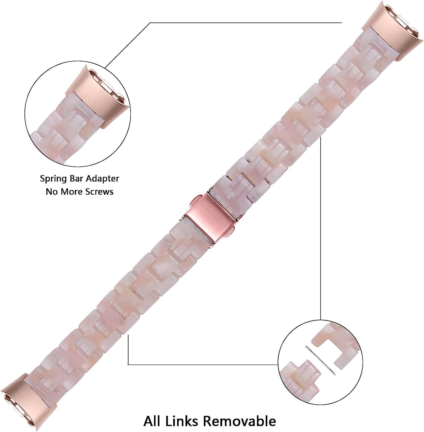 Wongeto Compatible with Fitbit Luxe/Luxe SE Bands for Women Girls, Resin Wristband Strap with Stainless Steel Buckle Replacement Bands for Fitbit Luxe Accssorises  Wongeto   