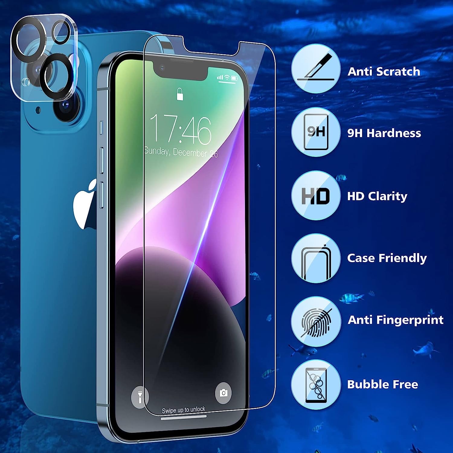 Degeyoyo 3+3 Pack Screen Protector Compatible with Iphone 14/13/Iphone 13 Pro 6.1 Inch with Camera Lens Protector, Screen Protector Tempered Glass, Ultra HD, Case Friendly, Easy Install  Degeyoyo   