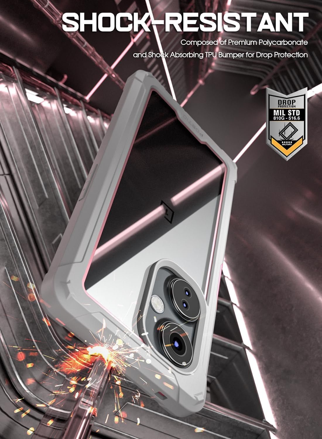 Poetic Guardian Case Designed for Oneplus Nord N30 5G, [20FT Mil-Grade Drop Tested], Full Body Hybrid Shockproof Bumper Cover with Built-In Screen Protector, Pink/Clear  Poetic   