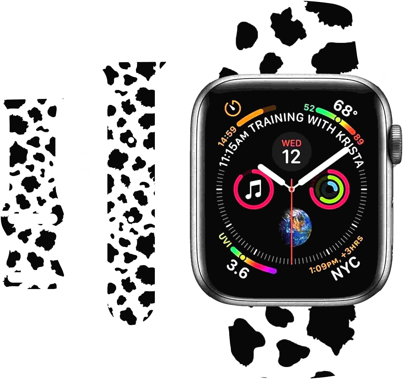 Hi-Yoohere Stylish Wild Leopard Printing Bands Compatible with Apple Watch 42Mm 44Mm 45Mm M/L, Bright Soft Silicone Wristband Strap for Iwatch SE & Series 7/6/5/4/3/2/1 for Girls Women (Color A12)  HYHMXB Color A5 42mm/44mm/45mm M/L 