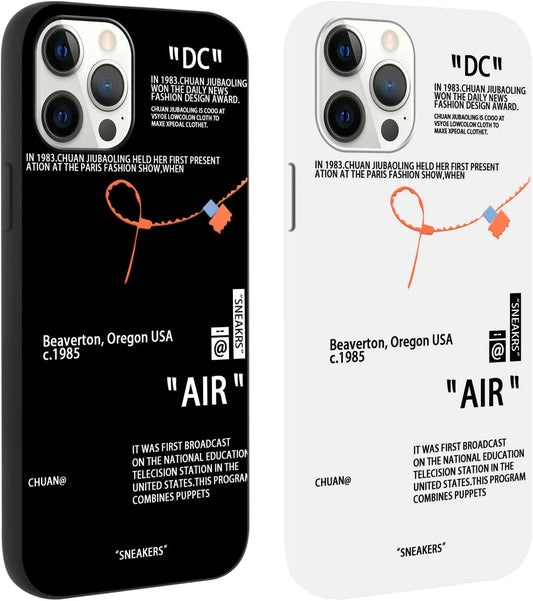 2 Pack Cool Phone Case for Iphone 12 Pro Max Case 6.7",Fashion Sports Shoes Brand Pattern Design, Creative Label Printed Black White Cover for Women Men Boys Girls,Soft Cases for Iphone12 Pro Max, 1  LJX US   