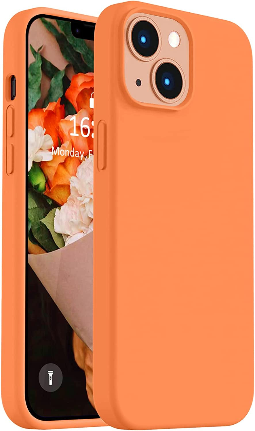Vooii Compatible with Iphone 14 Case,[Silky Touch Premium Liquid Silicone] [Soft Anti-Scratch Microfiber Lining], Ultra Slim Shockproof Protective Case for Iphone 14 - Matcha  Vooii Bright Orange  