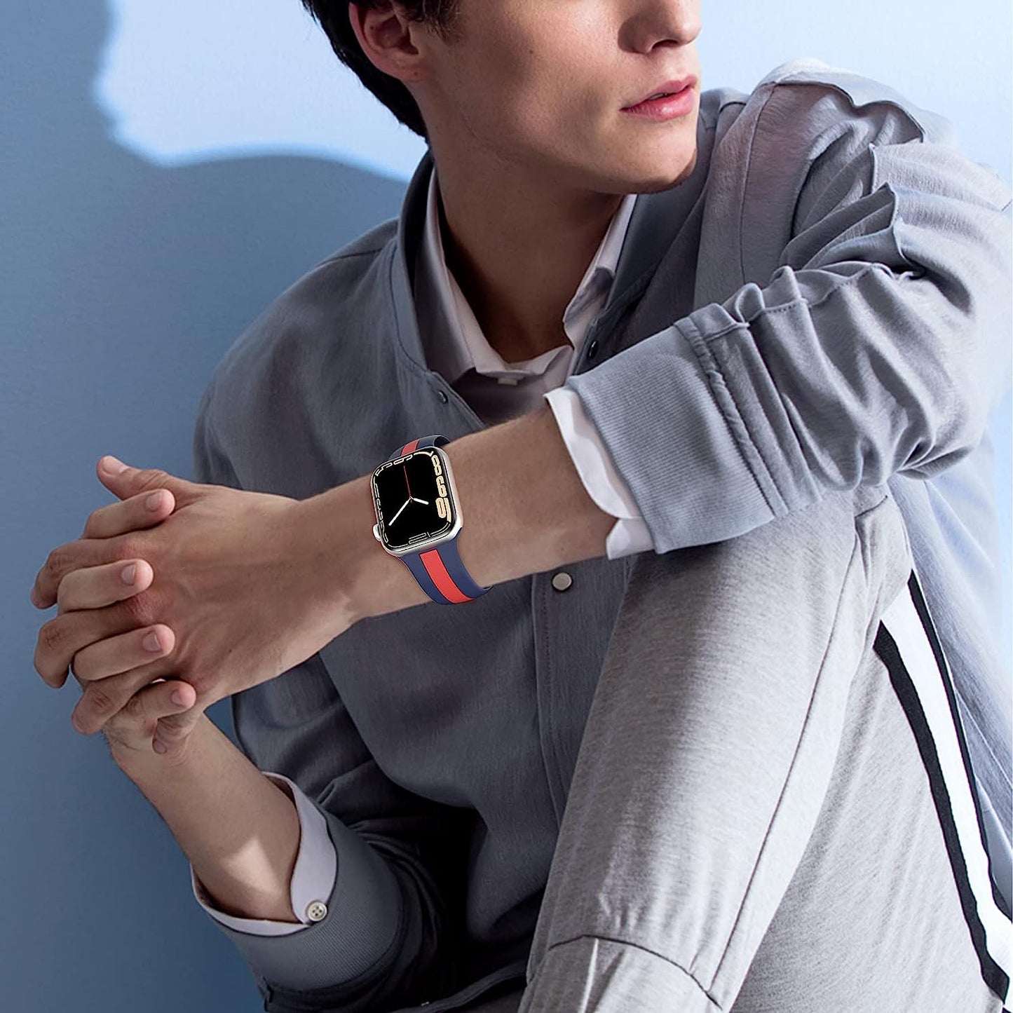 Designer Apple Watch Band 38Mm 40Mm 41Mm 42Mm 44Mm 45Mm for Women Men Silicone Sport Replacement Watch Bands Breathable Soft Strap Wristband for Iwatch Series SE 7 6 5 4 3 2 1  HONEYBABY   