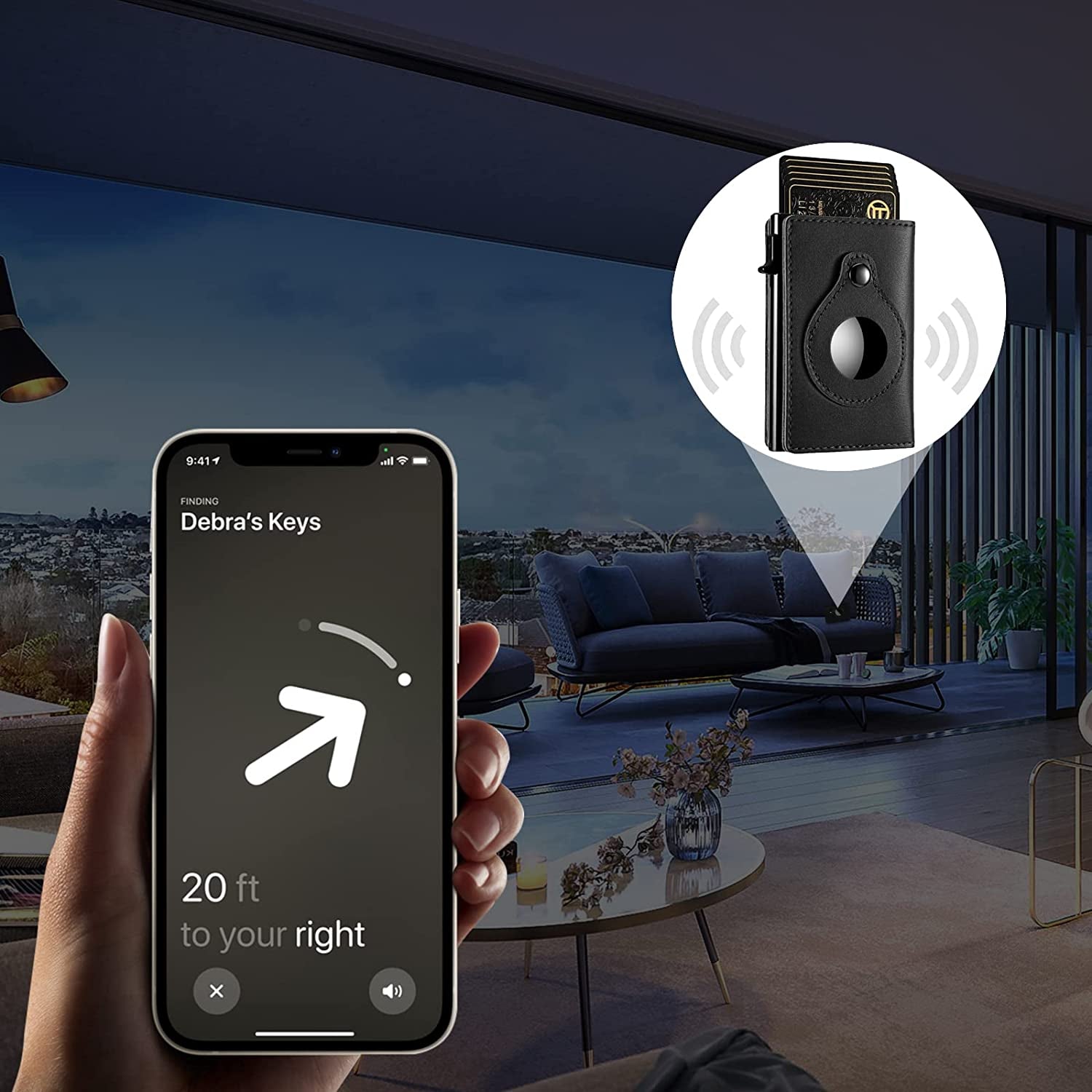 Credit Card Holder for Men, Premium Genuine Leather Credit Card Holder with Slim Wallet RFID Technology, Airtag Wallet for Men with Money Clip  Cloud pie   