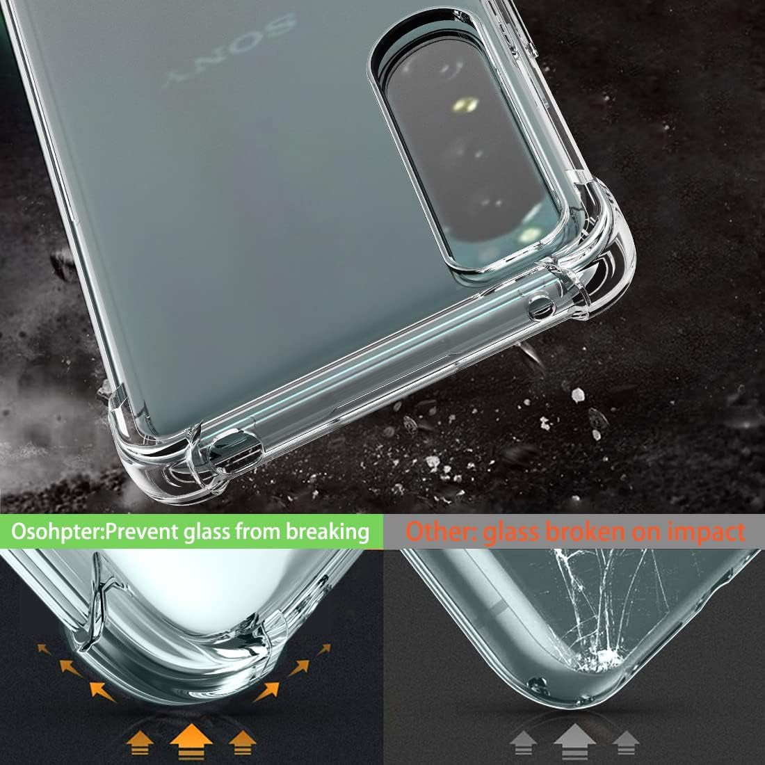 Osophter for Xperia 1 IV Case Clear Flower Floral with Screen Protector for Girls Women Shock-Absorption Flexible TPU Rubber Phone Cover for Sony Xperia 1 Iv(Clear)  Osophter   