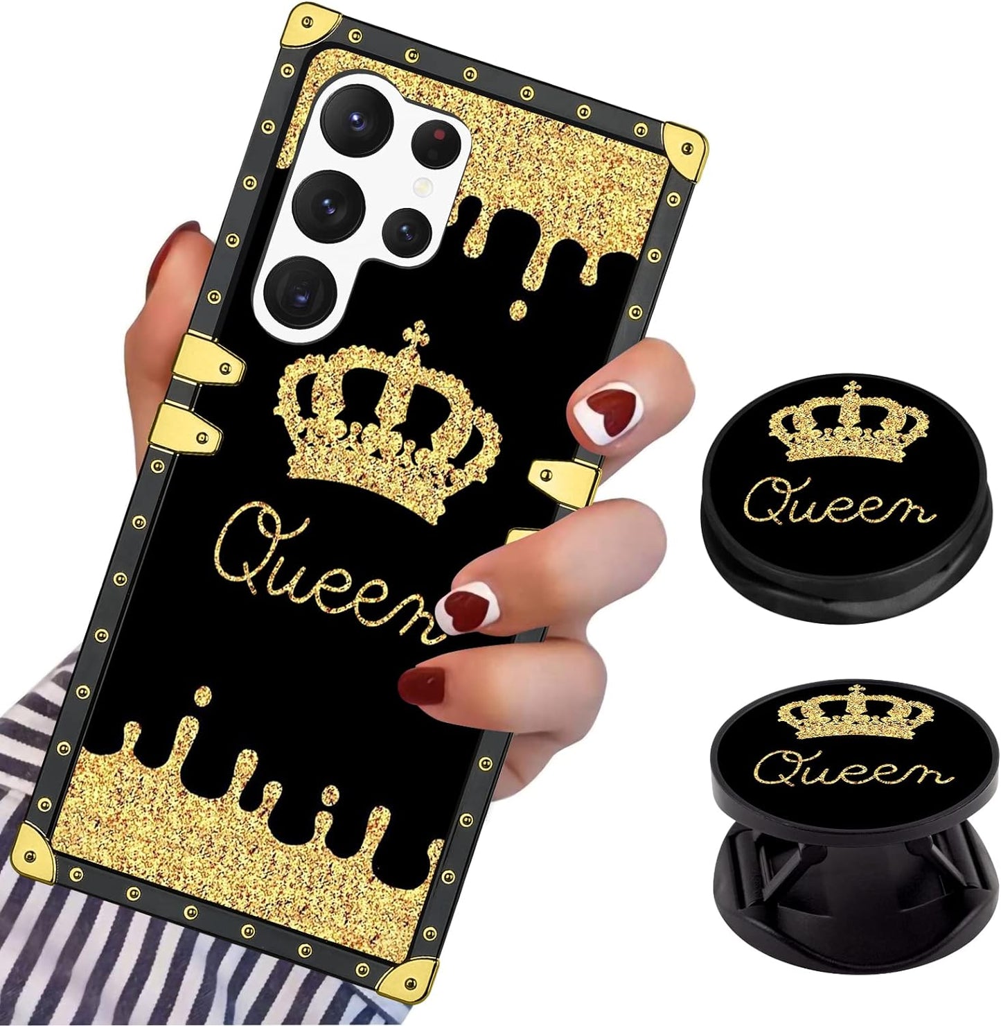 LSL Compatible with Samsung Galaxy Note 20 5G Square Phone Case, Queen Golden Crown Luxury TPU Plating Corner Shockproof Protection Cover for Women Girls, for Samsung Galaxy Note 20 5G  LSL For Samsung Galaxy S23 Ultra  