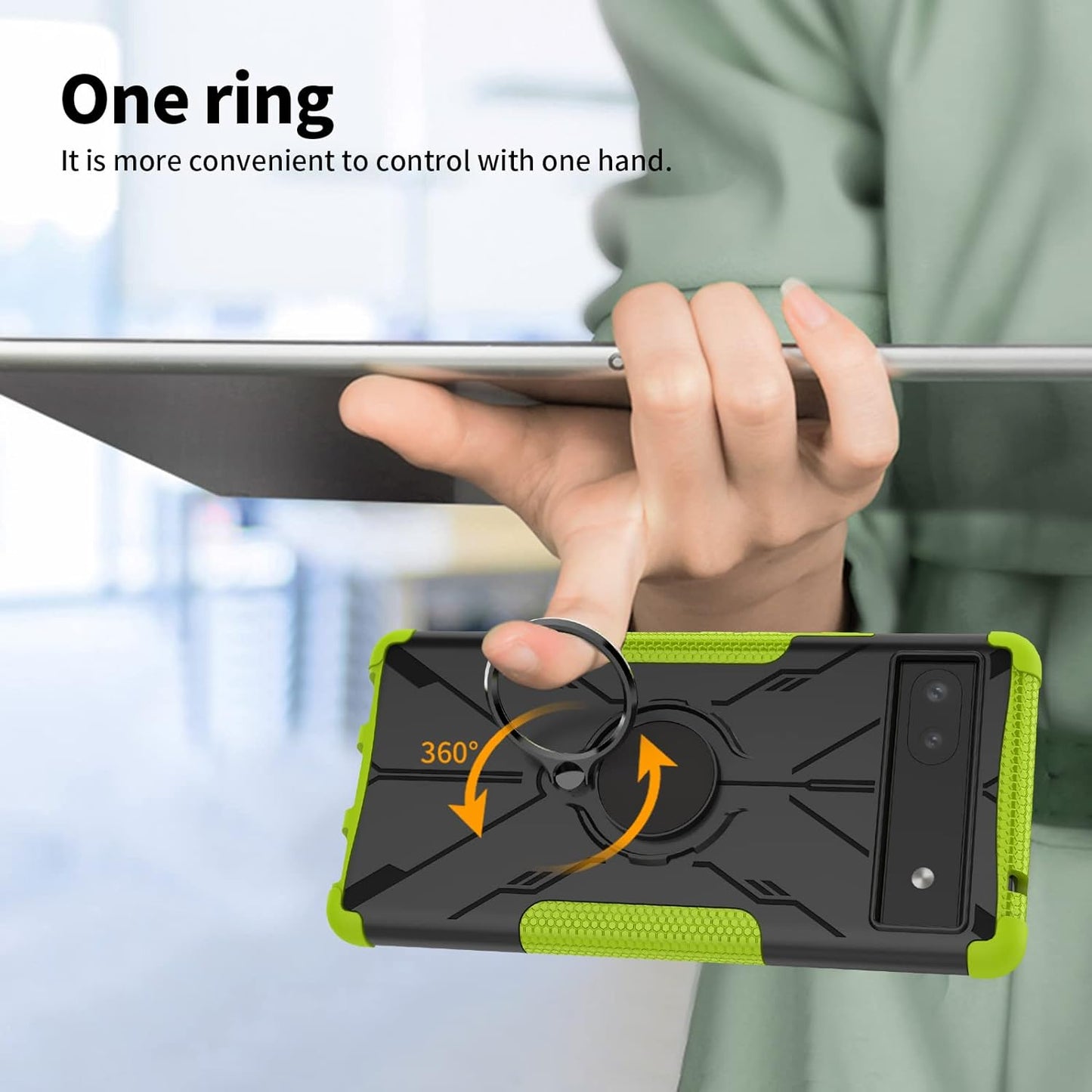 Military Case for Google Pixel 6A 5G 2022 Tough Rugged Dual Layer Case Hybrid Cover with 360°Ring Holder Kickstand for Google Pixel 6A 5G 2022  XBS-Better   