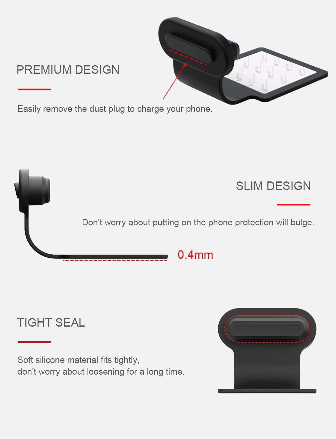 Gavemi Phone Dust Plug, Compatible with Iphone Lightning Port Protects Charging Port anti Dust Cover (Black)  BSTQ   