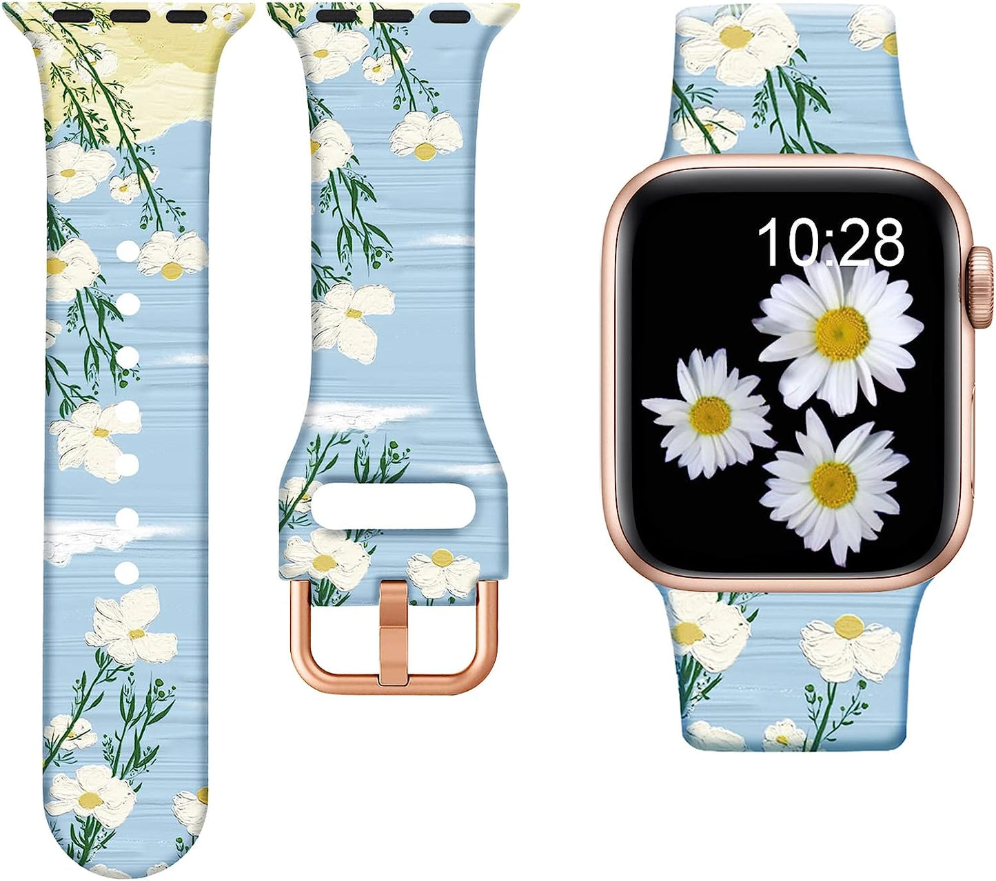 Brigtlaiff Iwatch Bands Compatible with Apple Watch Band 38Mm 40Mm 41Mm for Women Men Girls, Cute Print Soft Silicone Sport Strap Replacement Wristband for Iwatch 8/7/6/5/4/3/2/1/SE  Brigtlaiff Small Daisy  