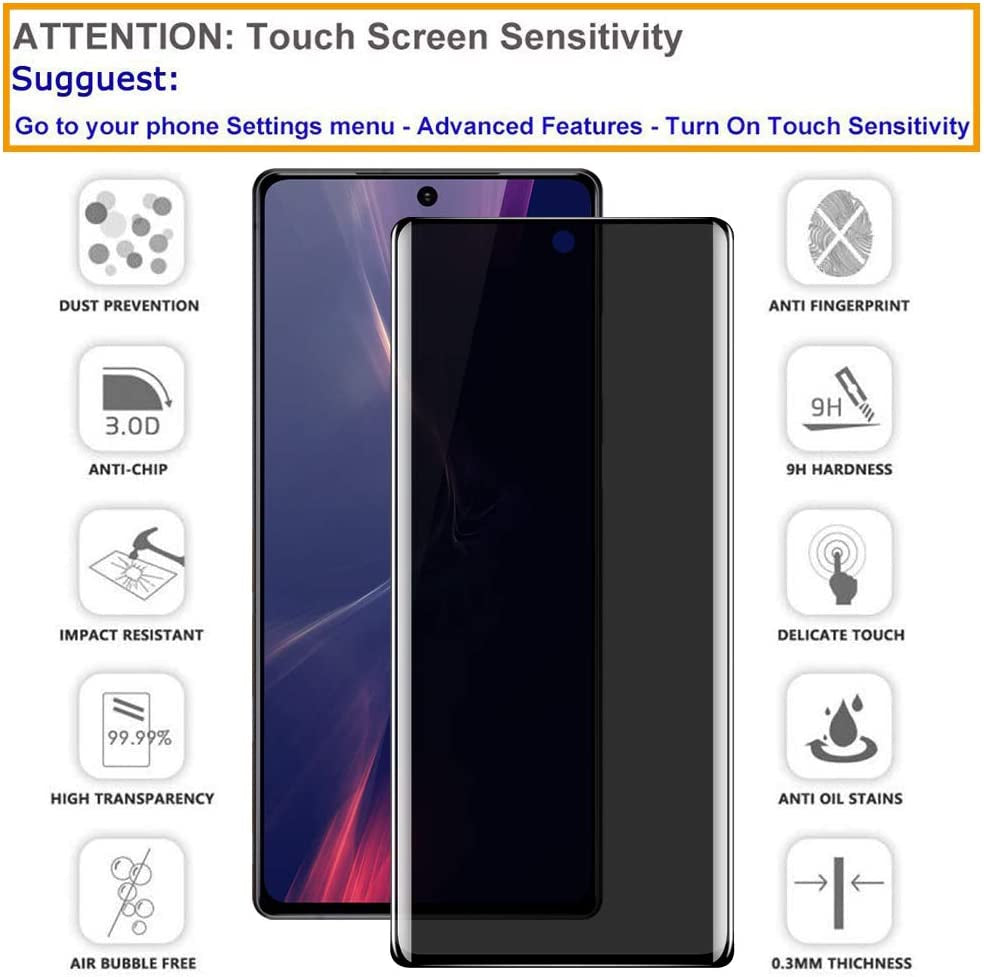 [2 Pack] Galaxy Note 20 Ultra Privacy Screen Protector, Tempered Glass Anti-Spy Black Screen Protector for Samsung Galaxy Note 20 Ultra, Anti-Peek 9H Anti-Scratch Easy Install [Don’T Support Fingerprint Unlock]  YWXTW   