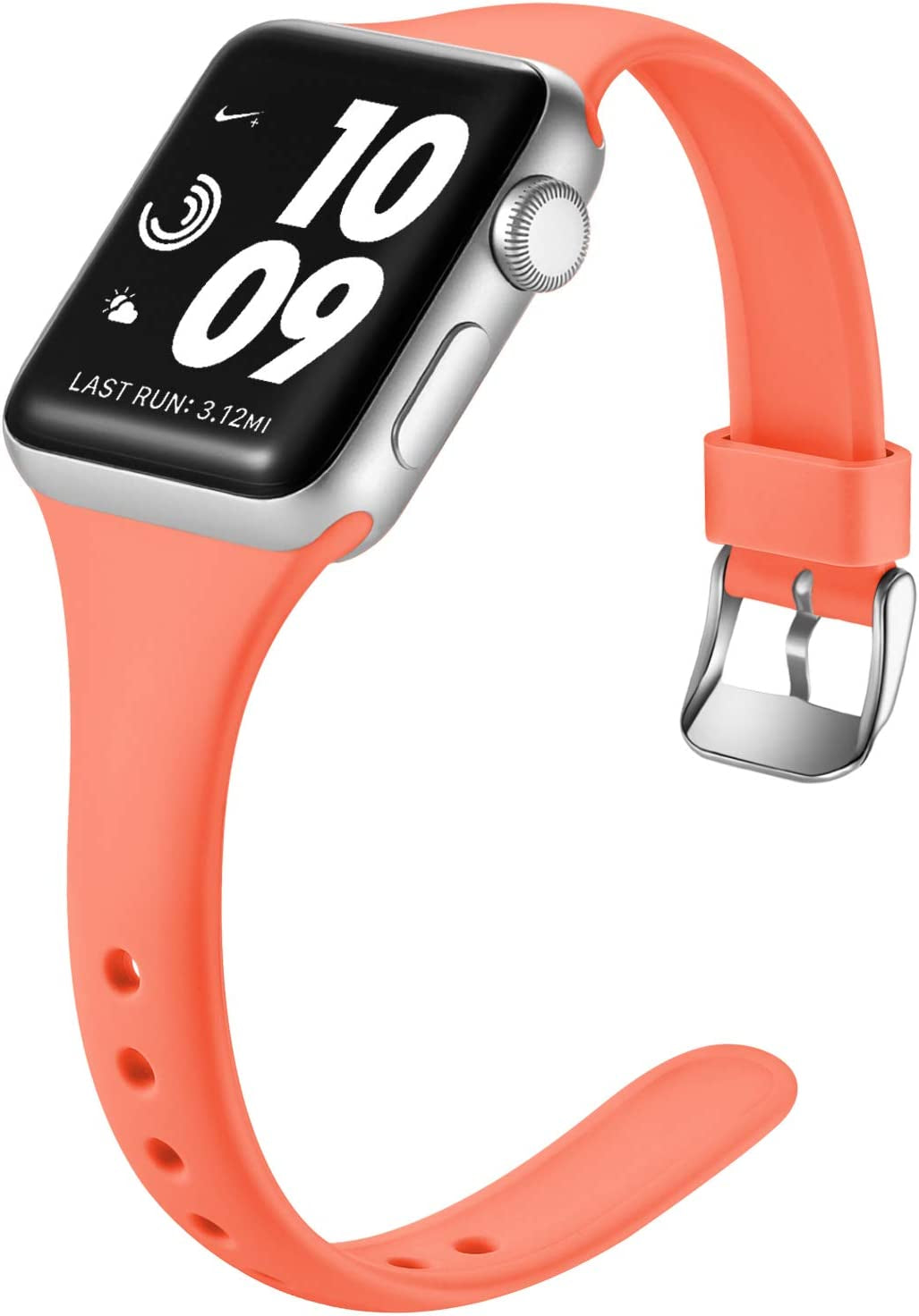 Laffav Slim Band Compatible with Apple Watch 49Mm 45Mm 44Mm 42Mm Iwatch SE & Ultra & Series 8/7/6/5/4/3/2/1 for Women Men, Black, S/M  Laffav Coral 42mm/44mm/45mm/49mm M/L 