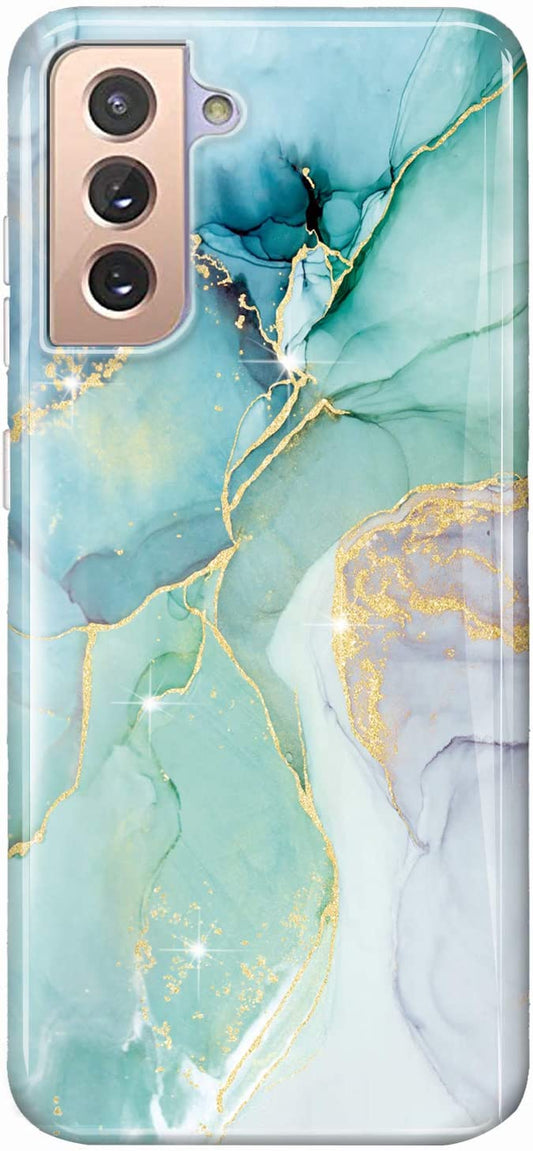 Luolnh Galaxy S22 plus Case,Samsung Galaxy S22 plus Case Marble Brilliant Cute Design Shockproof Soft Silicone Rubber TPU Bumper Cover Skin Phone Case for Samsung S22+ 5G-Abstract Mint  LUOLNH   