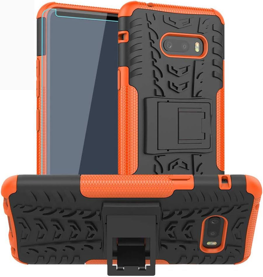 SKTGSLAMY LG G8X Thinq Case, with HD Screen Protector, [Shockproof] Tough Rugged Dual Layer Protective Case Hybrid Kickstand Cover for LG G8X Thinq (Pink)  SKTGSLAMY Orange  