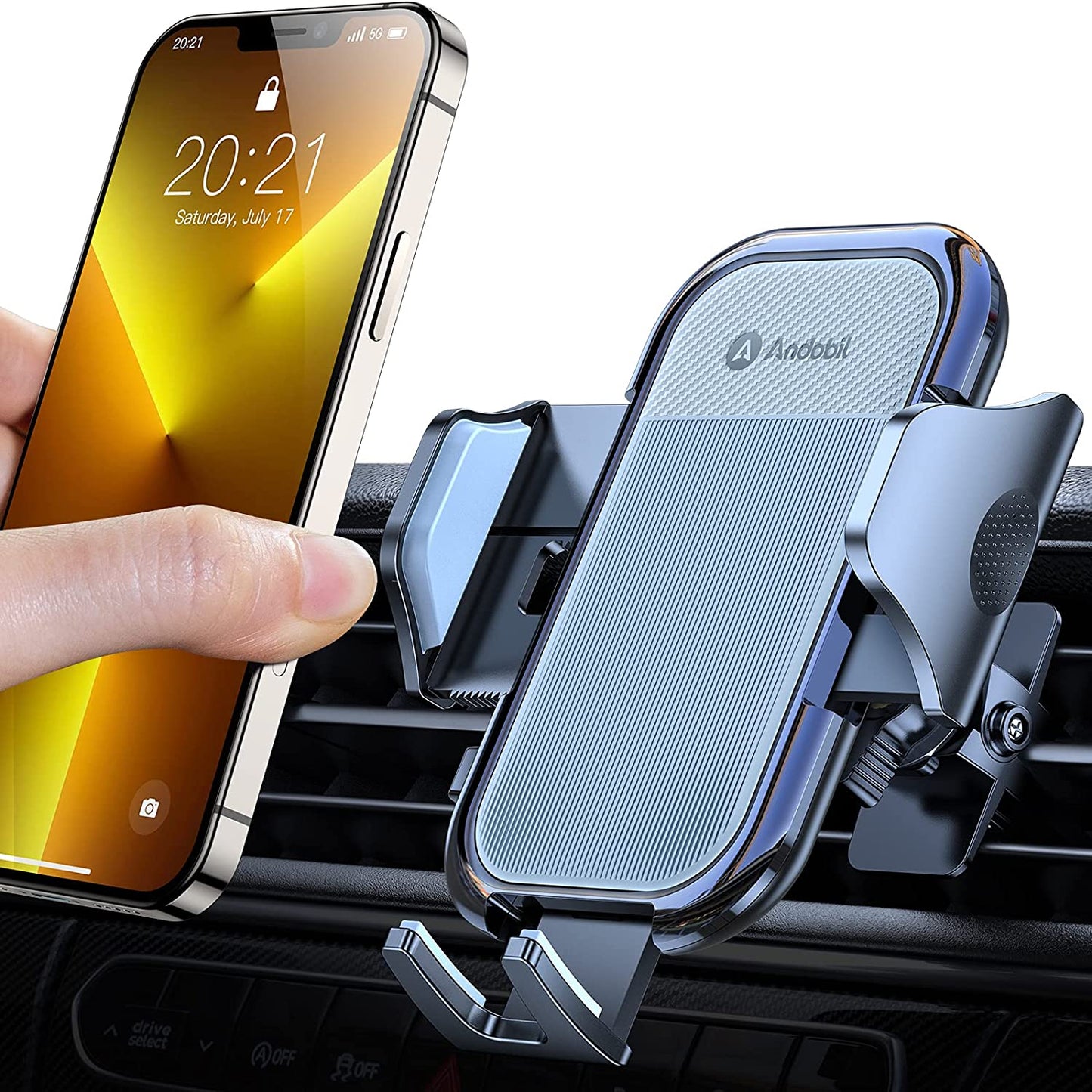 (2023 Upgraded) Andobil Car Phone Mount [Military Sturdy, Firmly Grip & Never Slip] Air Vent Cell Phone Holder Car, Ultra Stable, Easy Used, Compatible with Iphone 13 14 12 Pro Max Android Samsung S23  andobil Grey  