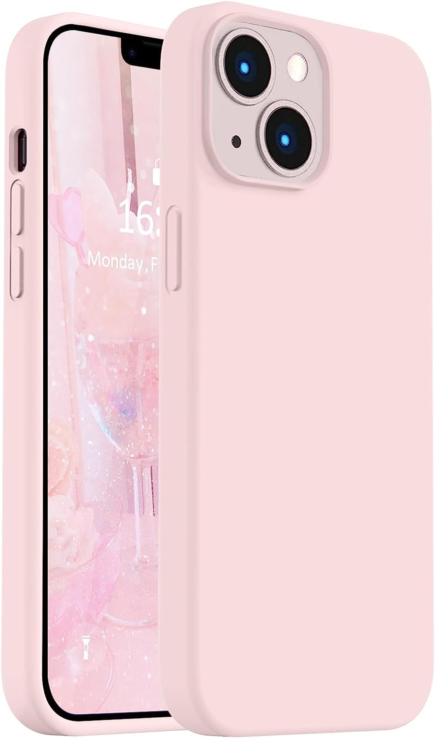 Vooii Compatible with Iphone 14 plus Case, [Upgraded Thickened Liquid Silicone] [Soft Anti-Scratch Microfiber Lining] Shockproof Full Body Protective Phone Case for Iphone 14 plus - Grape  Vooii Chalk Pink  