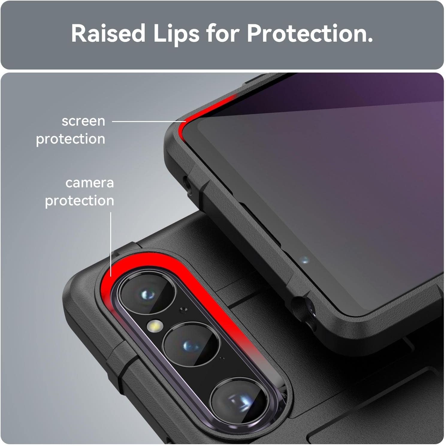 Compatible with Sony Xperia 1 V 2023 Case, TPU Thick Solid Armor Tactical Protective Cover Case for Sony Xperia 1 V 2023, Black  JSG-HD   