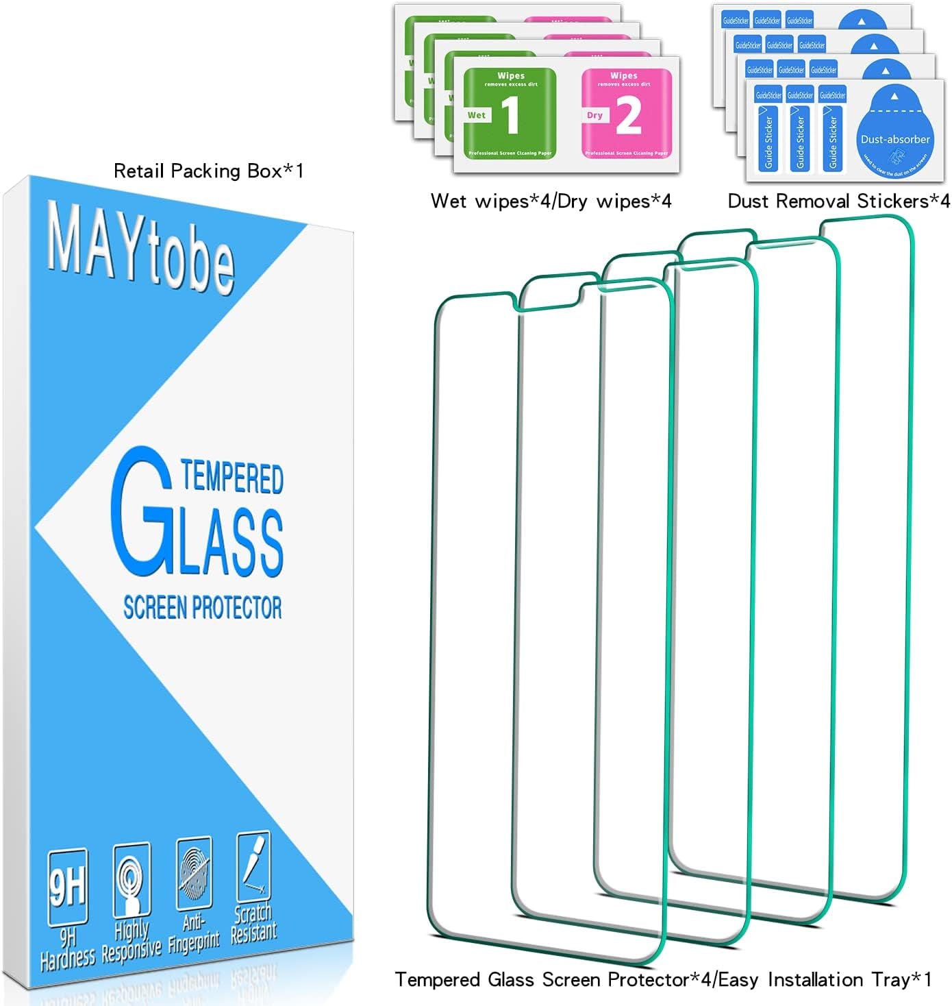 Maytobe [4 Pack] for LG G8 Thinq Screen Protector Tempered Glass, Anti-Scratch, Bubble Free, Case Friendly  MAYtobe   