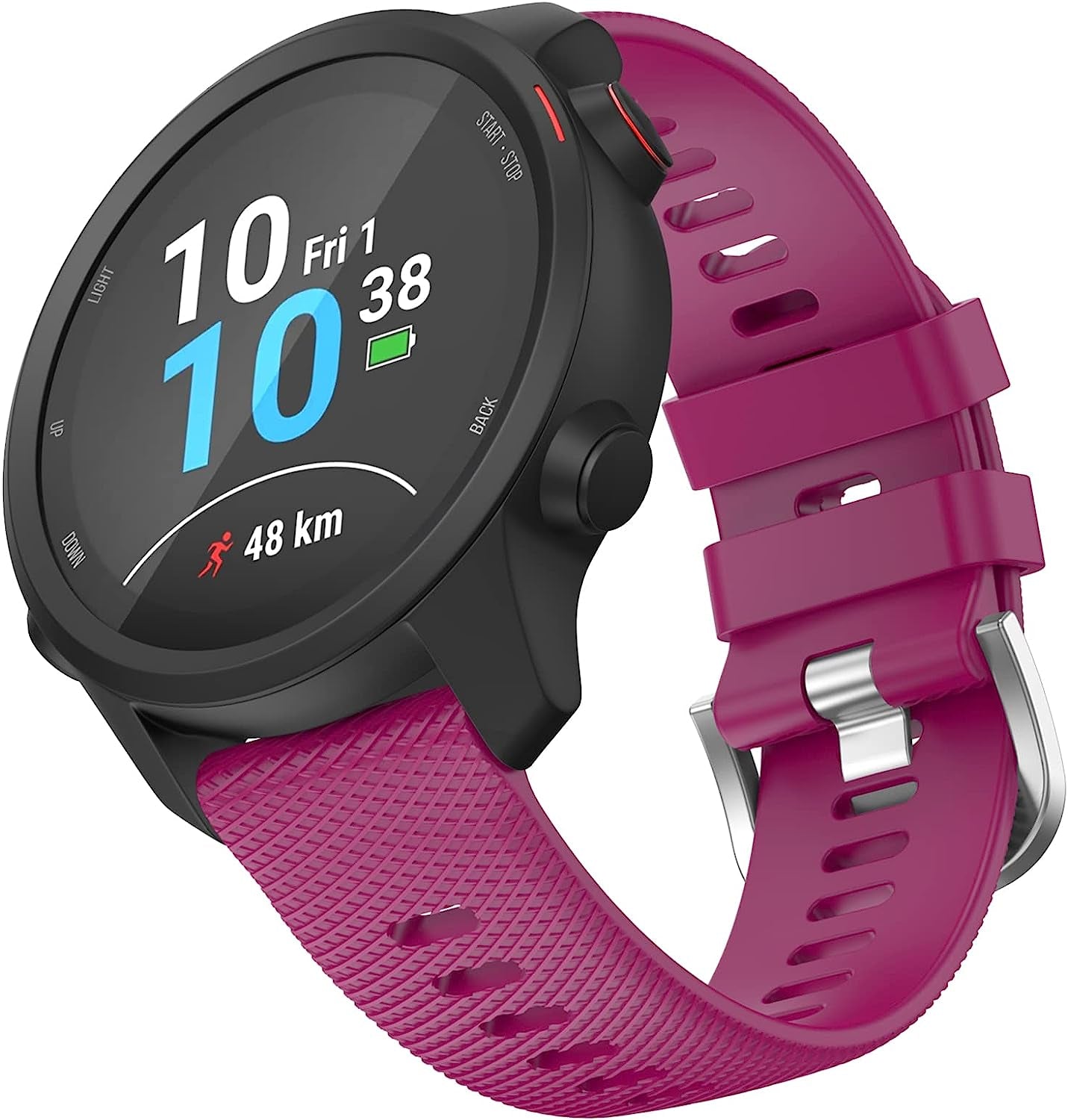OVERSTEP Compatible with Garmin Vivoactive 3, Venu 2 Plus, Venu SQ Band, 20Mm Wrist Strap Quick Release Waterproof Soft Silicone Bands for Vivoactive 3 Music, Vivomove Hr, Forerunner 645/245 Music Smartwatch  OVERSTEP Wine Red  