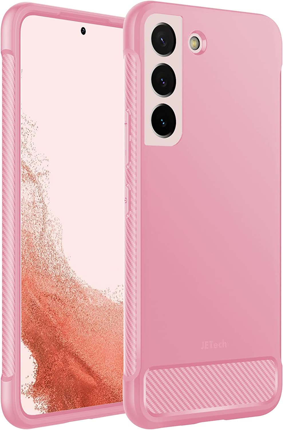 Jetech Slim Fit Case for Samsung Galaxy S22 5G 6.1-Inch, Thin Phone Cover with Shock-Absorption and Carbon Fiber Design (Pink)  JETech   