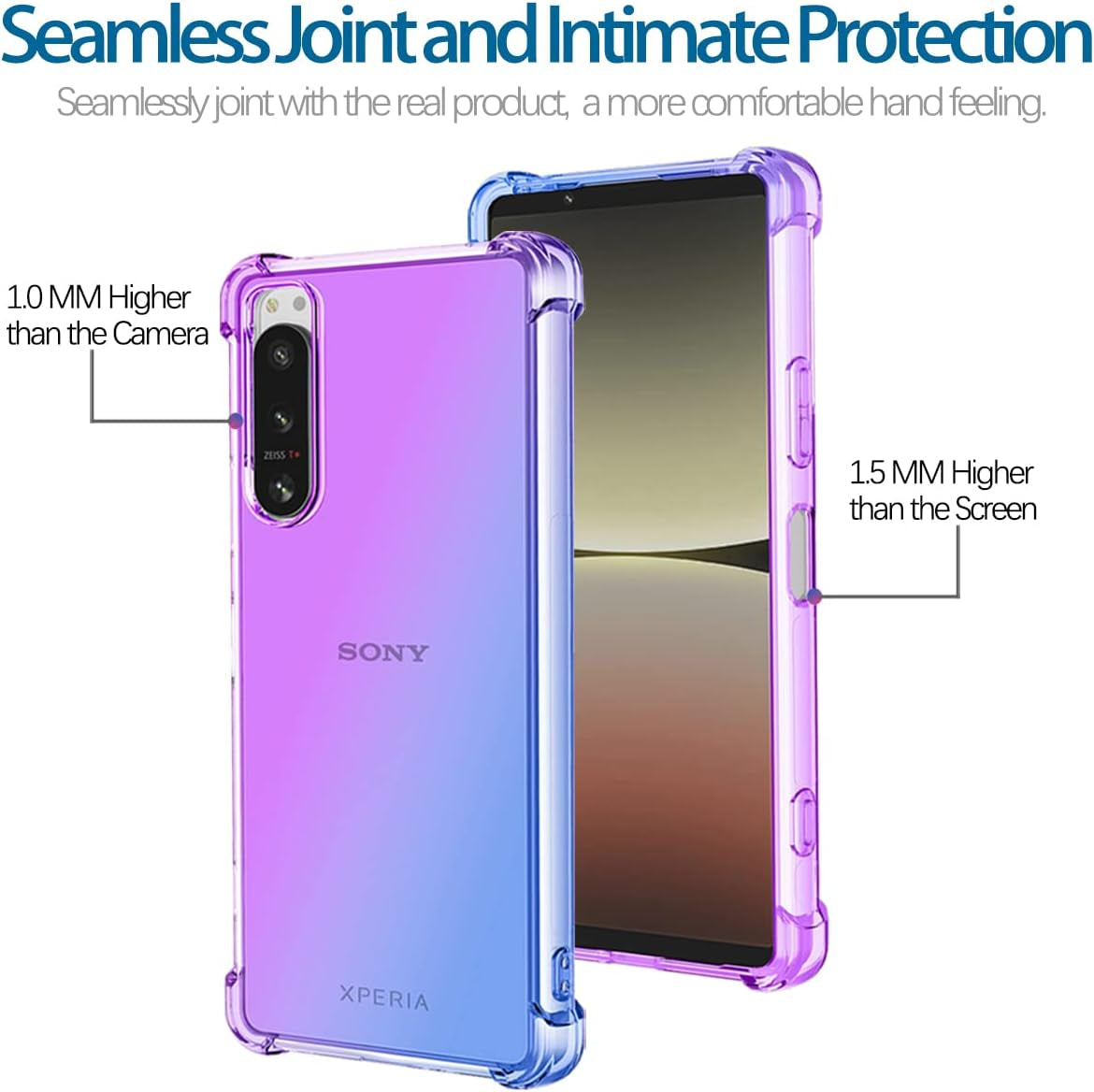 KOARWVC Case for Xperia 5 IV Case, Sony 5 IV XQCQ62B-GC Case, Crystal Clear Case Gradient Slim anti Scratch TPU Shockproof Protective Phone Cases Cover for Sony Xperia 5 IV (Purple/Blue)  KOARWVC   