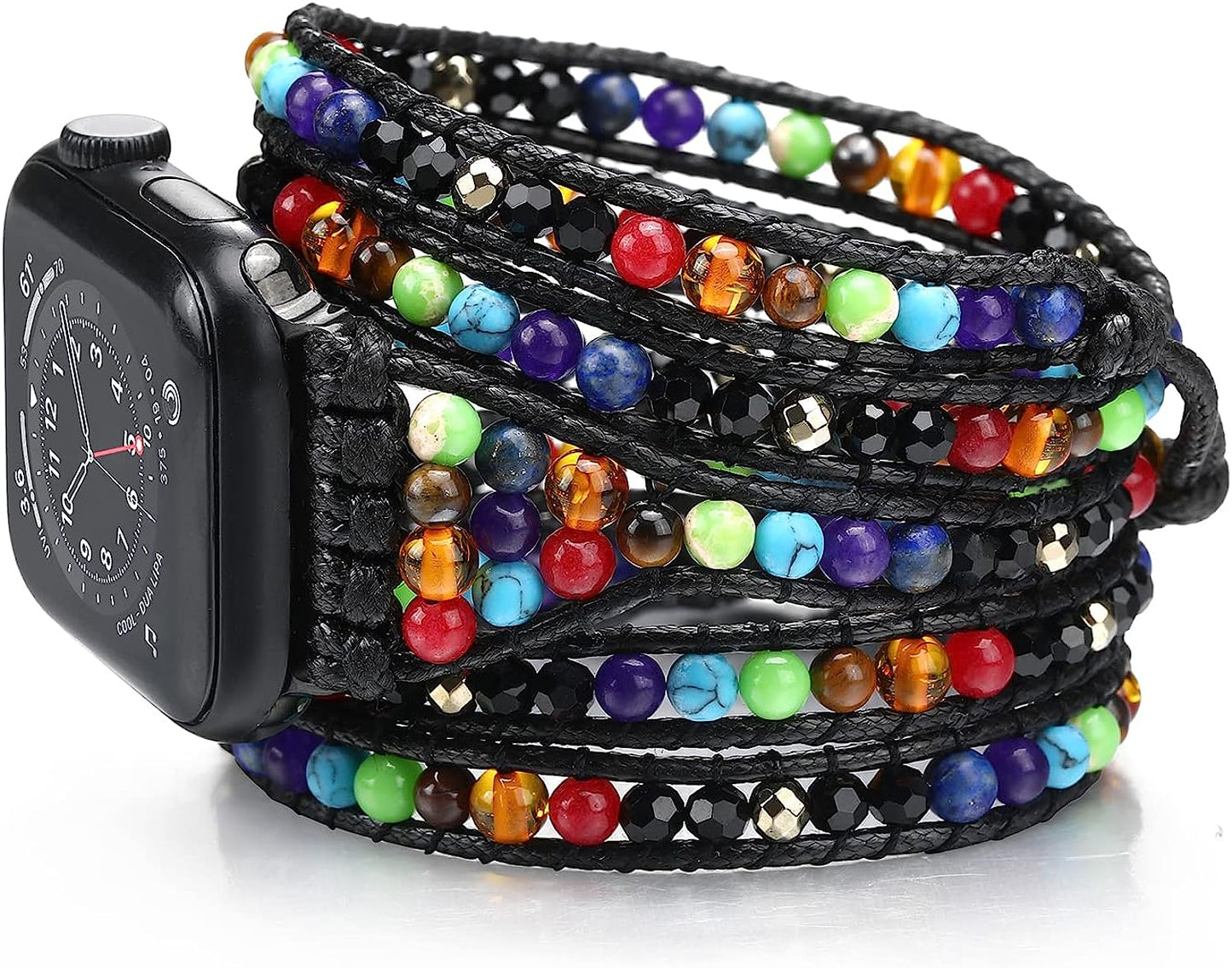 Wingoden Beaded Boho Watch Band Compatible Apple Watch Band 41Mm/38Mm/40Mm 49Mm/45Mm/44Mm/42Mm 5 Wrap Watch Bracelet Apple Watch Strap for Women Men Natural Stone Iwatch Band Series 8/7/6/5/4/3/2/1/Se/Ultra  Wingoden Colorful 38mm/40mm/41mm(Fit 6"-6.7" wrist) 