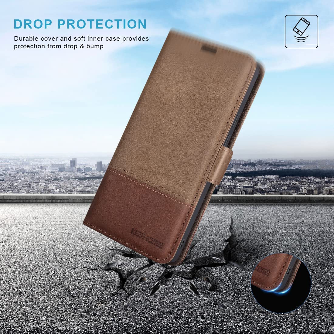 Kezihome Galaxy S22 Ultra Case, Genuine Leather [RFID Blocking] Samsung S22 Ultra 5G Wallet Case Card Slot Flip Magnetic Stand Phone Cover Compatible with Samsung Galaxy S22 Ultra (2022) (Gray/Brown)  Shenzhen Jiemeisi Tchnology Co.,LTD   