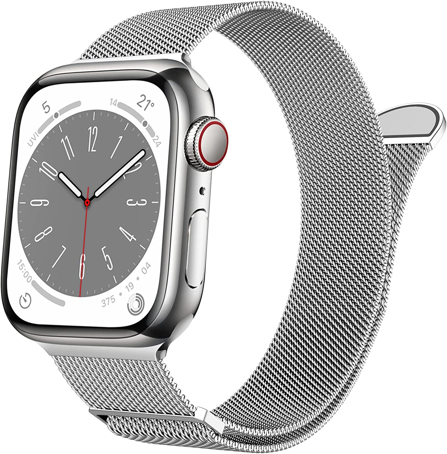Marge plus for Apple Watch Band Series Ultra SE 8 7 6 5 4 3 2 1 38Mm 40Mm 41Mm 42Mm 44Mm 45Mm 49Mm Women and Men, Stainless Steel Mesh Loop Magnetic Clasp Replacement for Iwatch Bands (41Mm/40Mm/38Mm, A--Starlight).  MARGE PLUS Silver 45mm/44mm/42mm/49mm 