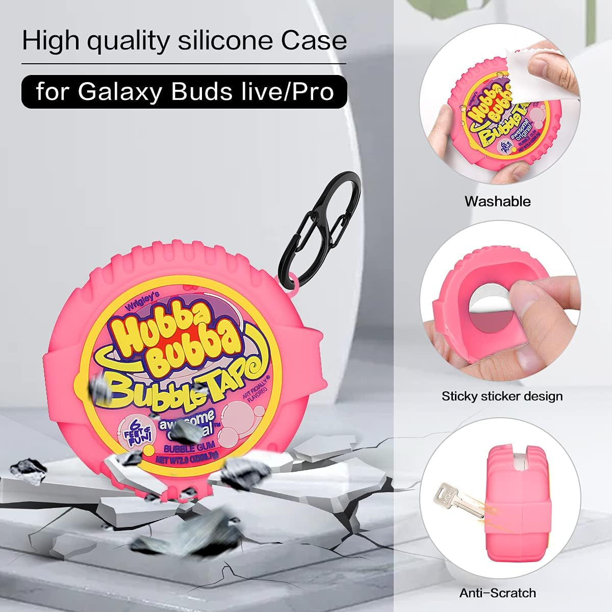 For Galaxy Buds Live/Galaxy Buds Pro Case Cover (2021), AIBEAMER Shockproof Silicone Protective Cute Cover 3D Cartoon Anime Design for Samsung Galaxy Buds 2(2021) Charging Case (Bubble Gum Case)  AIBEAMER   