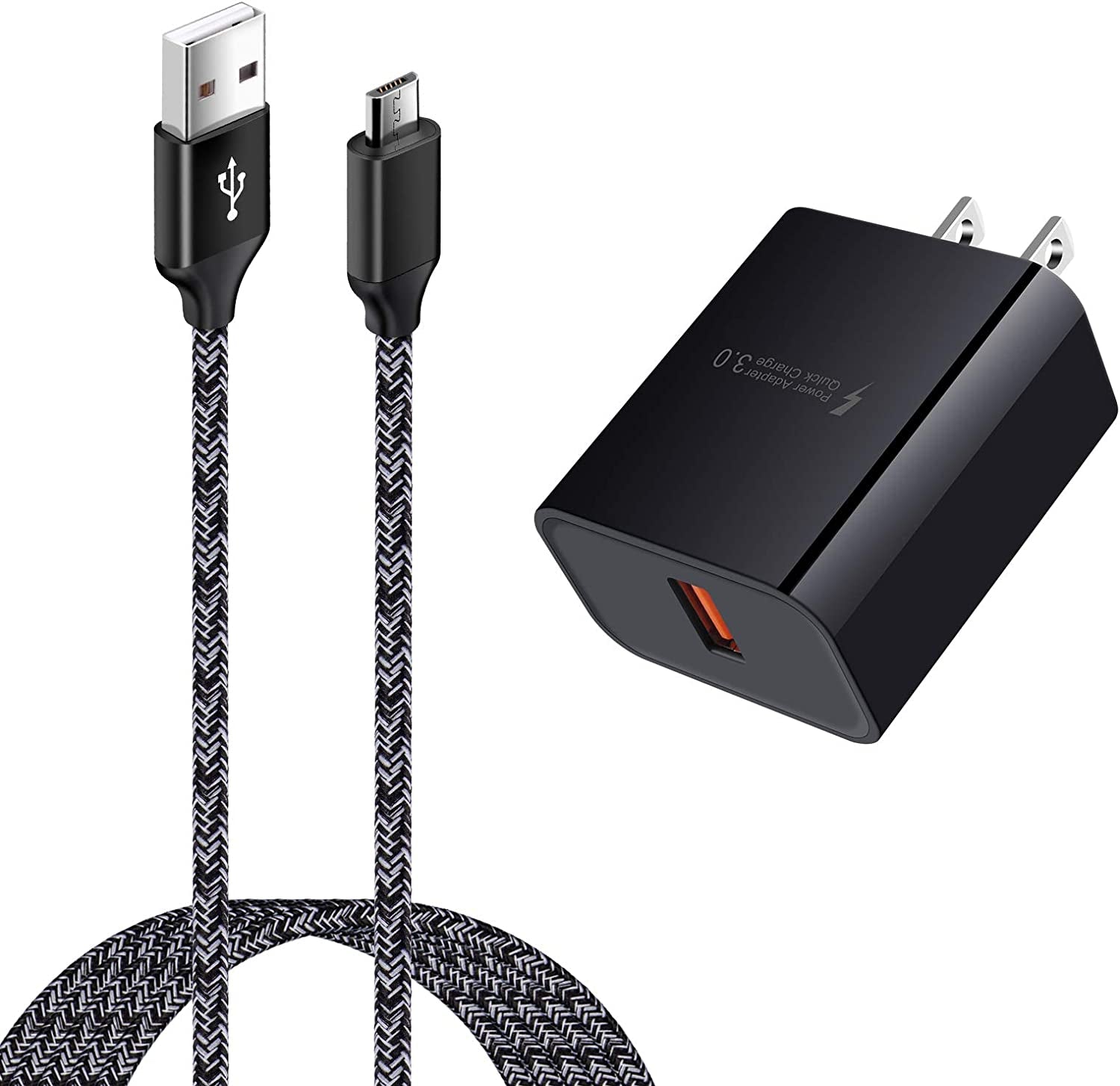 Micro USB Charger,Android Fast Charger,Quick Charger 3.0 USB Fast Wall Charger Plug Micro USB Cable for Motorola Moto E E5 E4 Plus/Play,E5 Supra,G5 G5S G4 Plus/Play,G6 Play/Forge,Moto Droid Turbo 2  Shenzhen Putuo Technology Co., Ltd   