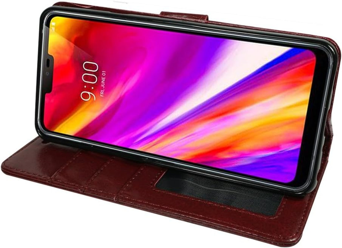 Zase Design Case for LG G7 Thinq, LG G7 (2018) Wallet Protective Case Pouch Folio Premium Professional PU Leather Flip Cover W/ [Kickstand] ID Card Slot Wrist Strap for LG G7 (Brown)  Zase ®   