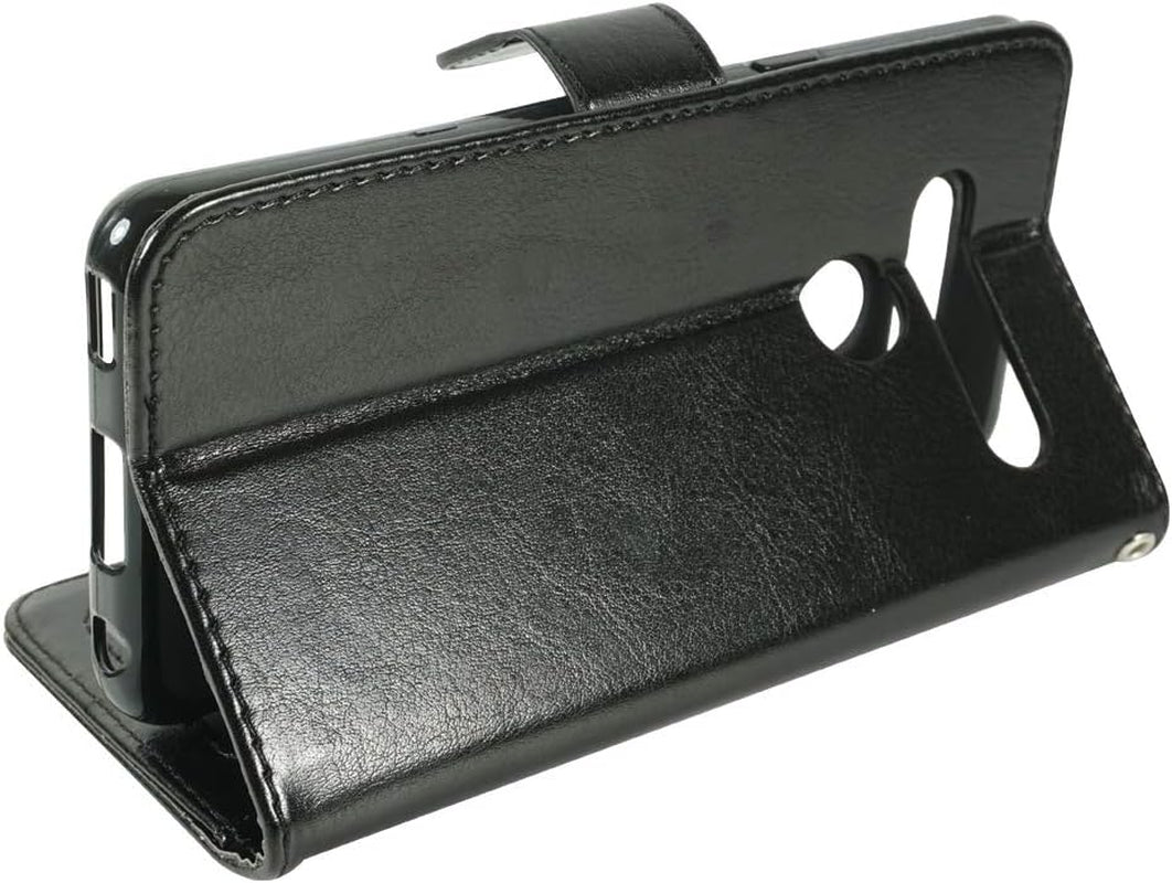 Zase LG G8 Thinq Wallet Case, Design for LG G8 Protective Cover Premium PU Leather Flip Folio TPU Case W/[Wrist Strap] Card Slot Money Pocket [Built-In Kickstand] (Solid Black)  Zase   