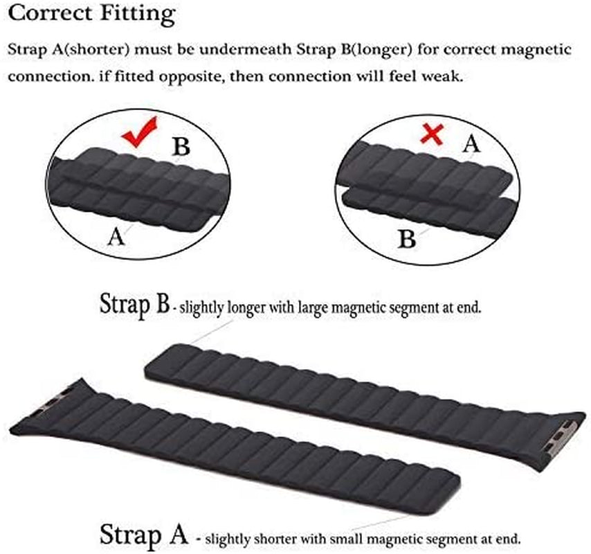 INI Compatible with Apple Watch Band 49Mm 45Mm 44Mm 42Mm 41Mm 40Mm 38Mm - Enhanced Adjustable Leather Strap with Magnetic Closure System for Iwatch Series Ultra/8/7/Se/6/5/4/3/2/1 - Black  INI Technologies   