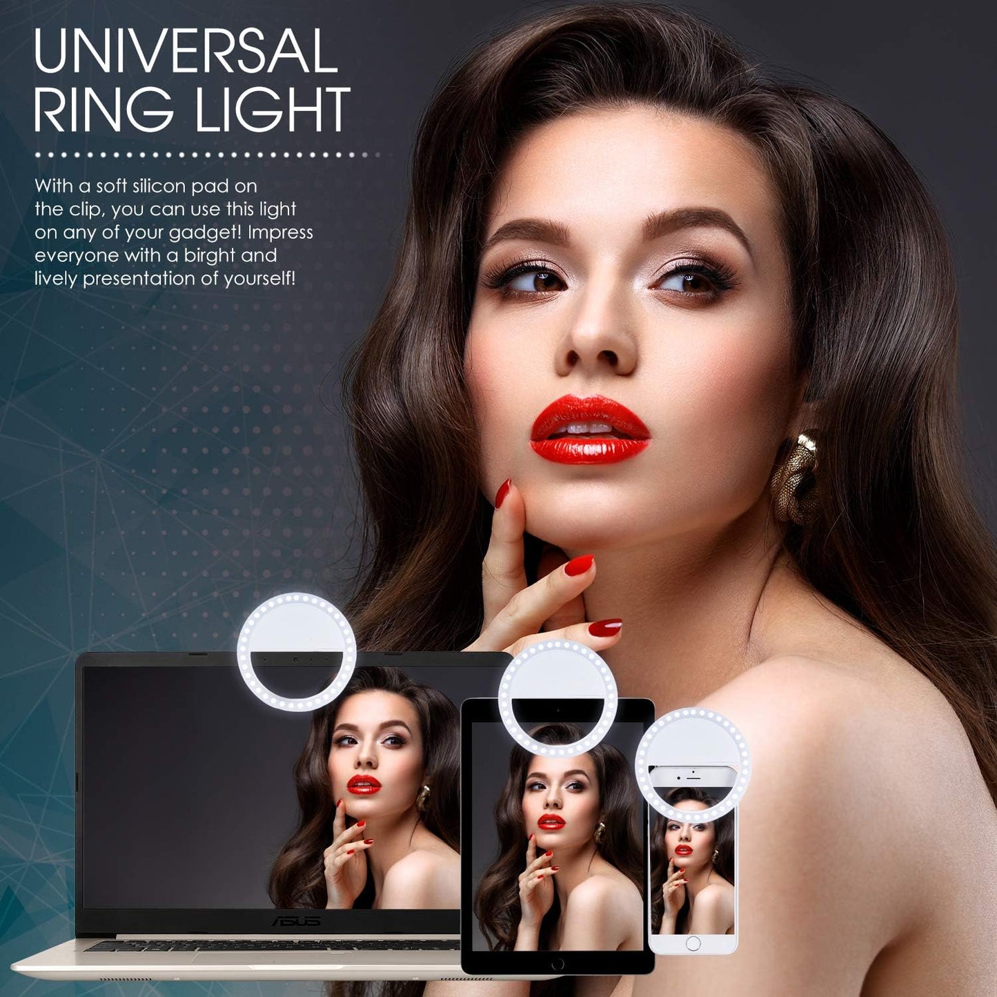 Selfie Cell Phone Ring Light Portable Rechargeable Circle Camera Phone Light with 36 Leds, 3 Brightness Modes This Ringlight Is Ideal for Photography and Videos  dooco   