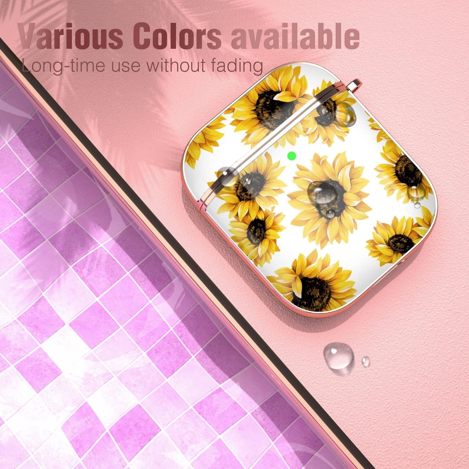 Maxjoy for Airpods Case Cover, Sunflower Flower Cute Air Pod 2 Case for Women Hard Protective Ipods Cover with Keychain for Airpod 2Nd 1St Generation Wireless Charging Case, Floral  Maxjoy   