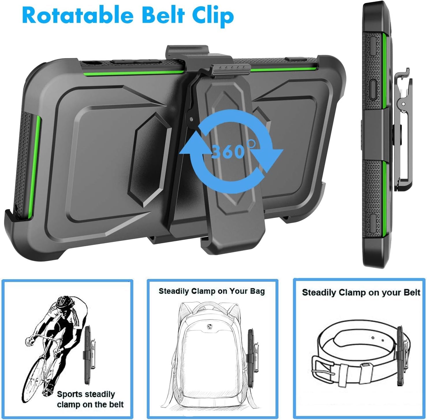 Njjex Compatible with LG G8 Thinq Case/Lg G8 Holster Case, [Nbeck] Shockproof Heavy Duty Built-In Screen Protector Rugged Locking Swivel Belt Clip Kickstand Hard Shell Cover [Green]  NJJEX   