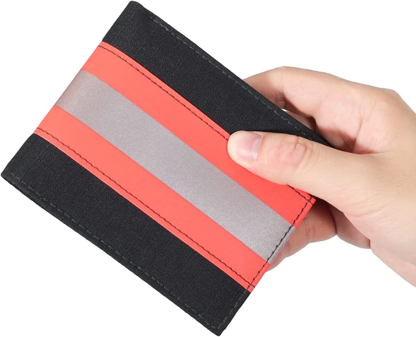 Slim Front Pocket Minimalist Smart Rfid Stitch Wallet for Men & Women, Mens Wallets Credit Card Holder Bifold Mighty Fabric, Inner Leather, Rfid Blocking Firefighter Gear Stripe, Chic Gift Box  ARCTOTTI   